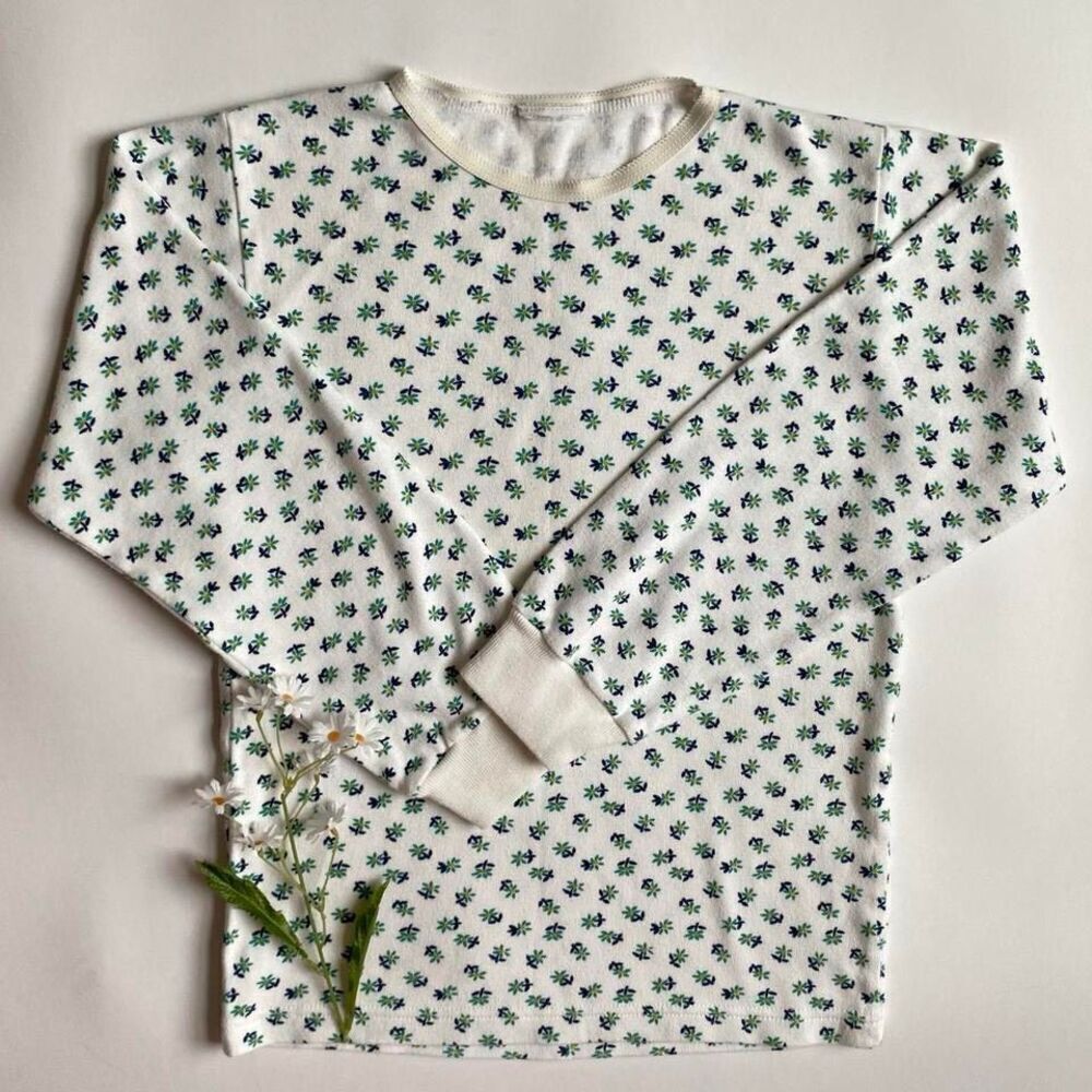 Vintage white floral long sleeve top